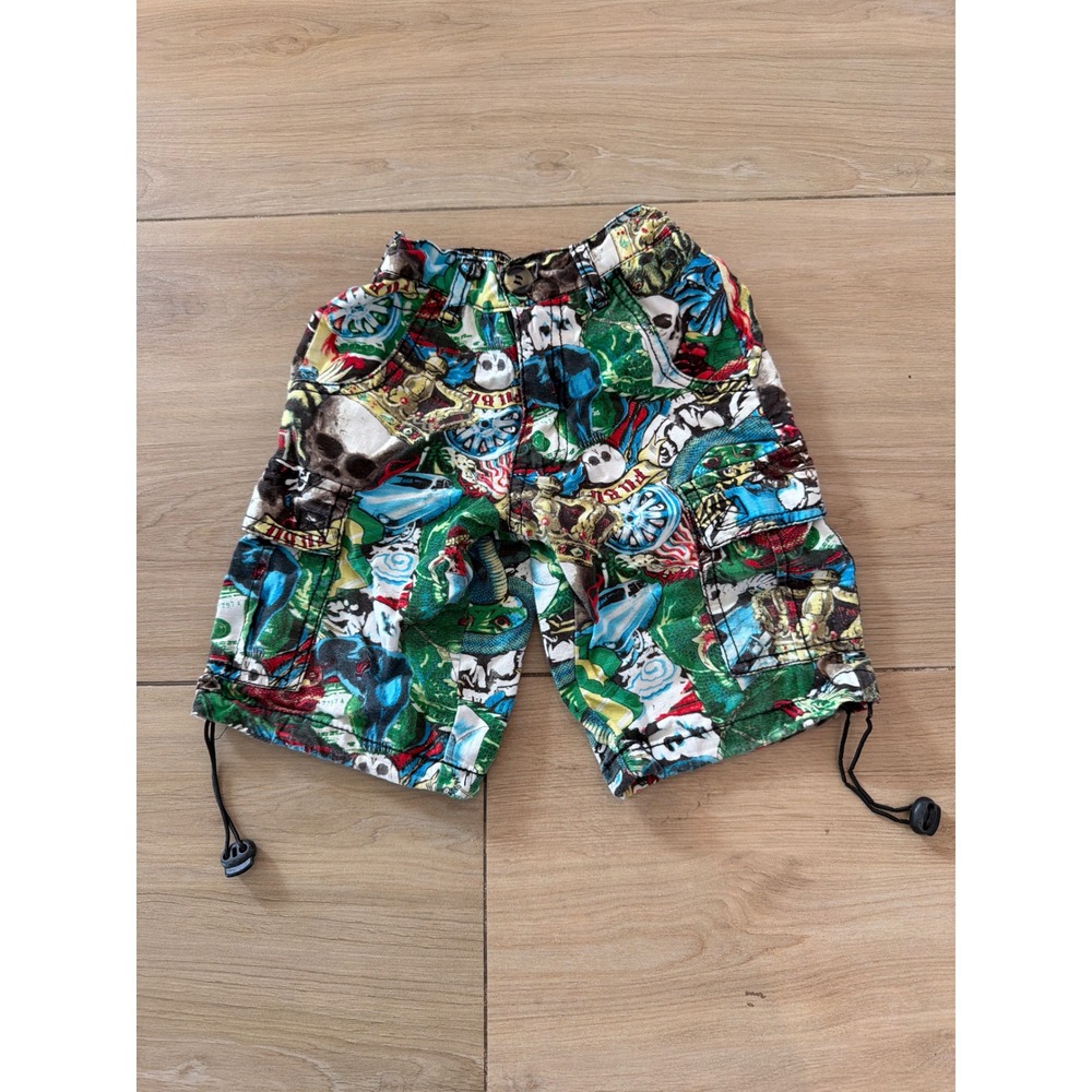 FUBU The Collection Toddler Boys Graphic Cargo Shorts Skull Dragon‎ Print 2T